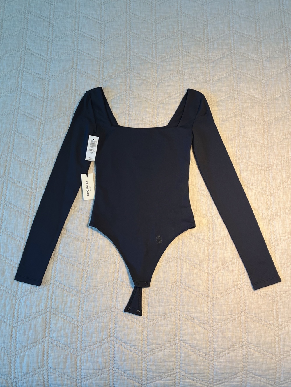 Aritzia Babaton Contour Black Long Sleeve Square Neck Bodysuit